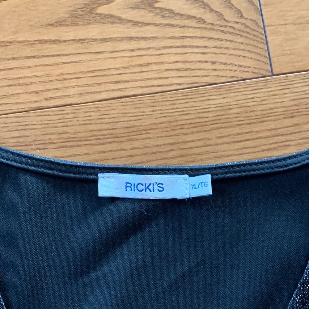 💛2/$20 Ricki's Black Shimmer Peplum Blouse - Picture 2 of 5